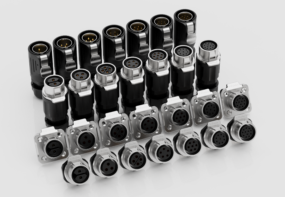 Circular waterproof connector with threaded locking ring achieving IP68 rating